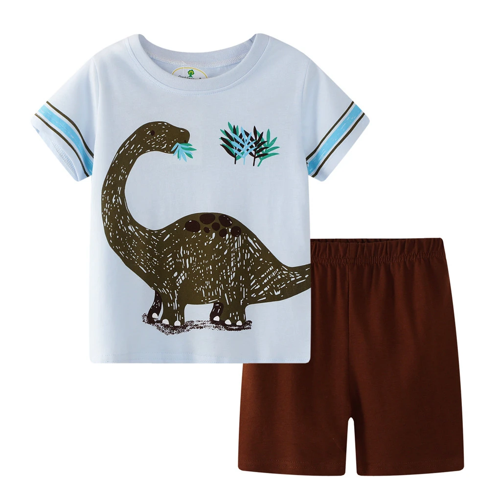 2Pcs Toddler Babys Boys Girls Summer Pajamas T-Shirt Tops Shorts Outfits Set