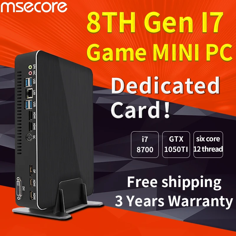 MSECORE I7 8700 GTX1050TI 4G tarjeta dedicada DDR4 Mini PC Windows 10 Juegos de ordenador barebone linux intel Nettop HTPC 4 K