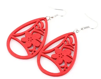 

QianBei Womens 2018 handmade Wooden Mixed Color Women's Wood Flower Earrings Summer Party Gift FREE