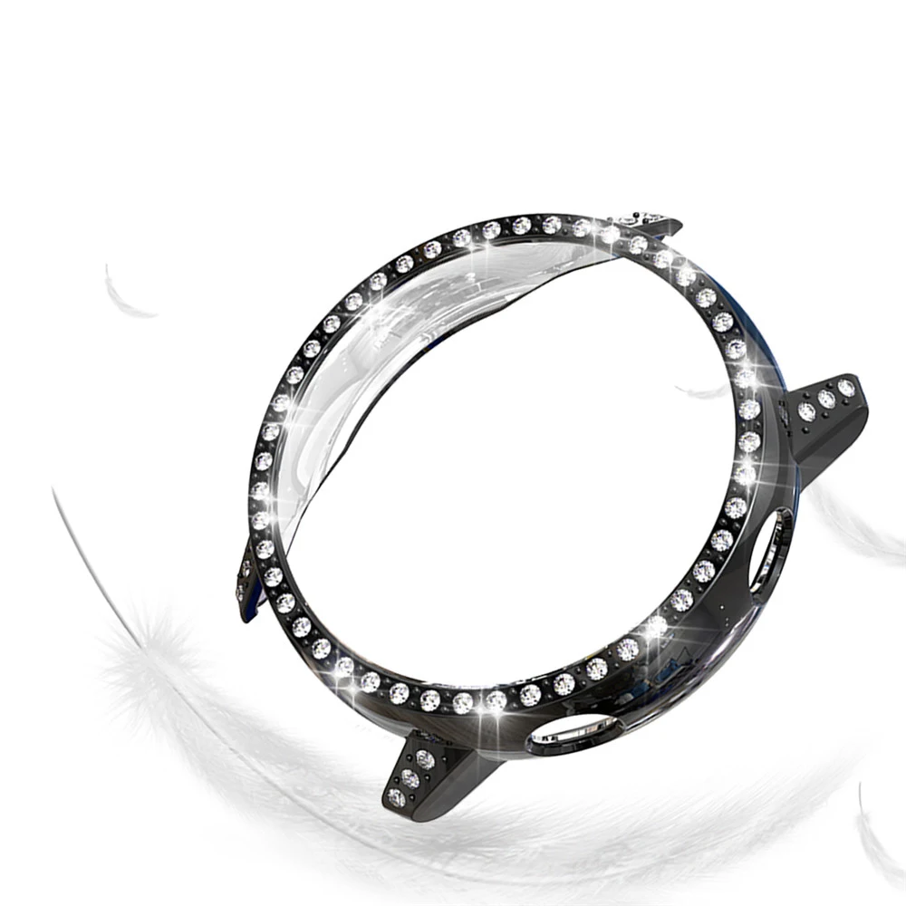 Роскошный ПК Алмазный полый чехол для часов для samsung Galaxy часы активная защита оболочки аксессуары - Цвет: Черный