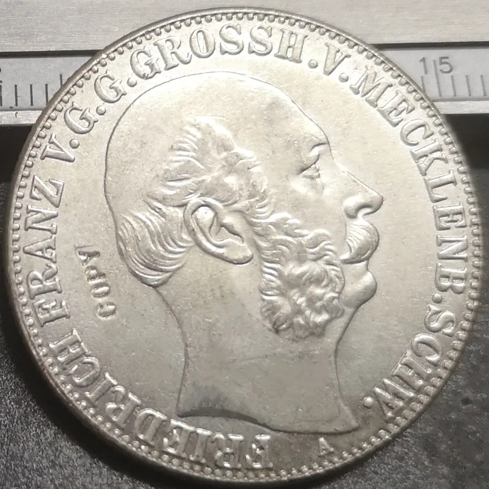 

1864 Grand duchy of Mecklenburg-Schwerin 1 Thaler-Friedrich Franz Silver Plated Copy Coin
