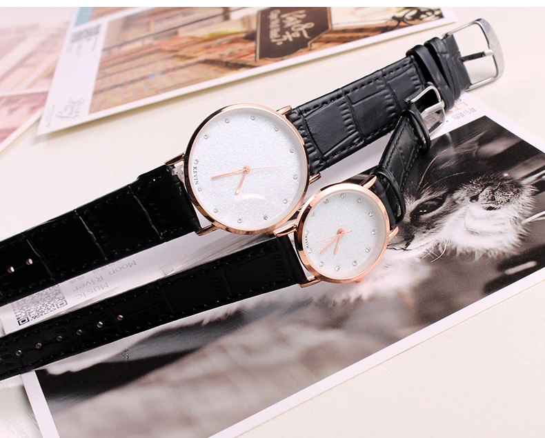 Кевин кВ 2 шт модные кожаные часы пара мужские и женские часы студенческий подарок простые кварцевые наручные часы для девочек и мальчиков дропшиппинг