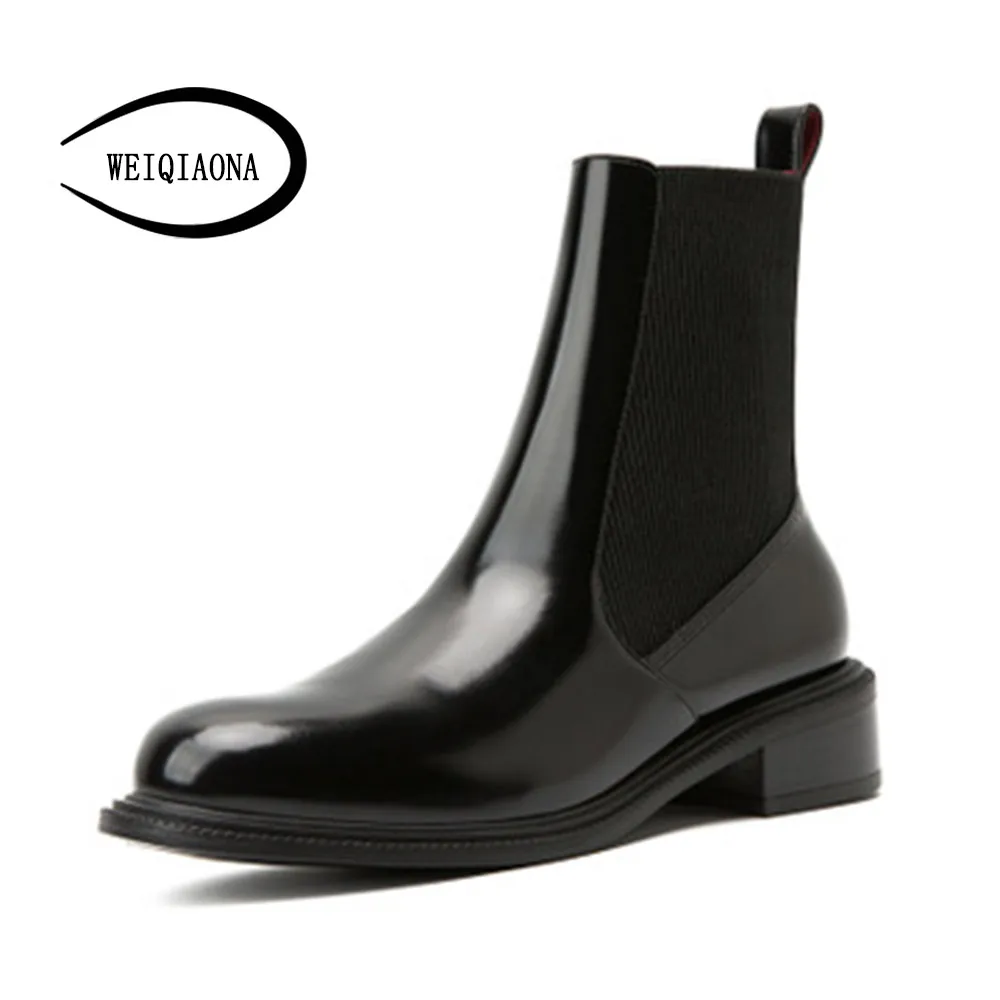 

WEIQIAONA 2019 New Winter Women Shoes Round Toe Low Heels Short Boot Martin Boots Ladies Shoes Stars Model