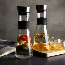 Стекло кувшин кофе графин для сока бытовой графин с нержавеющая сталь заварки сок контейнер для воды 1L/1.5L lw428541