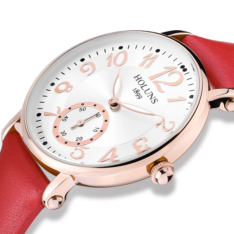 HOLUNS часы медсестры лучший бренд для женщин роскошный кожаный ремешок Белый