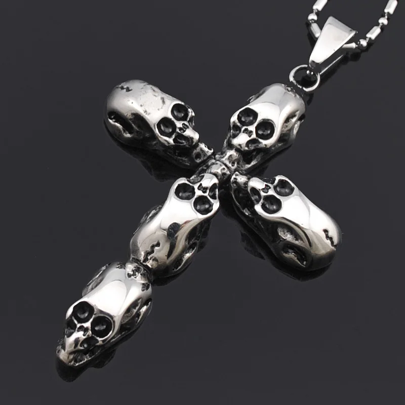 ATGO 316l stainless steel Jewelry Fashion 2017 Mens Skull Necklace