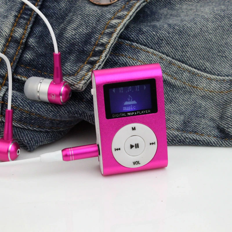 mini reproductor MP3 con clip de metal y ranura para memoria externa Micro SD no incluida MP3 Player con clip Reproductor MP3 Running