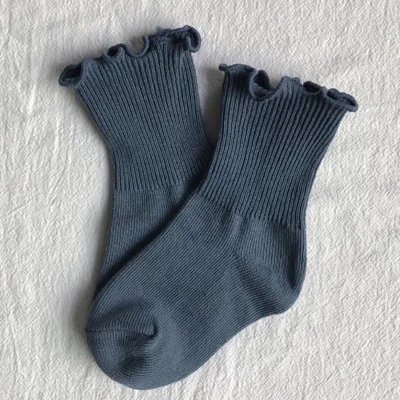 EnkeliBB однотонные носки-тапочки для малышей Детские кавайные носки на весну-лето детские носки без пятки в корейском японском стиле детские носки - Цвет: Navy Blue