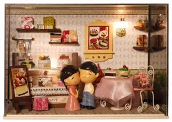 Бесплатная доставка DIY куклы Конструкторы ручной работы собраны миниатюрный деревянный кукольный домик Рождественский подарок игрушка