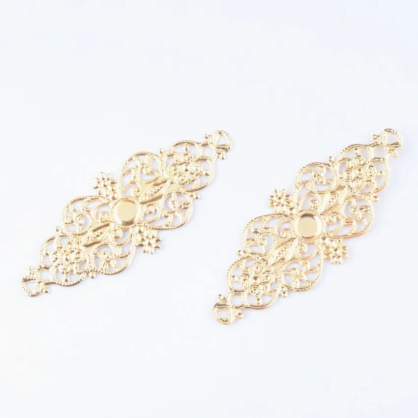 

Free shipping-50 Gold Plated Filigree Flower Wraps Findings Connectors Gift Decoration DIY Flatback Scrapbooking 6.1x2.4cm