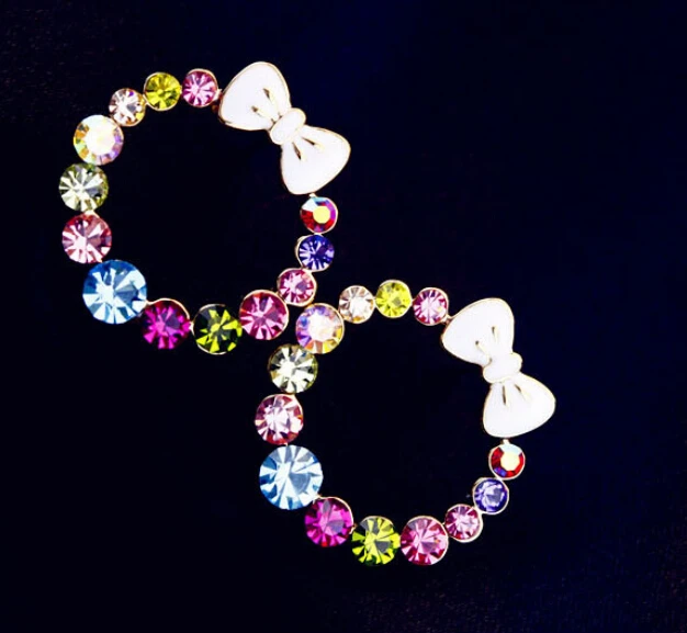 

Gorgeous Korean Sparking Multicolor Crystal Bowknot Fashion Temperament OL Stud Earrings E3361