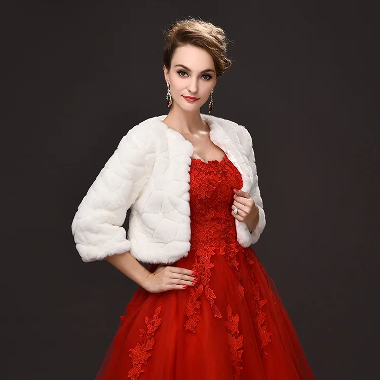 PJ7751 Новая модная женская зимняя одежда тисненая с длинным рукавом меховая накидка пальто Свадебный шарф короткое пальто из искусственного меха