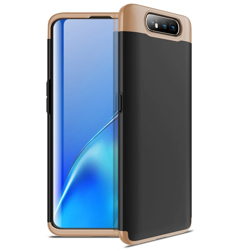 Для samsung Galaxy A80 чехол Vpower Three-In-One 360 полная защита Пластиковые чехлы для samsung Galaxy A80 чехлы для телефонов - Цвет: black gold