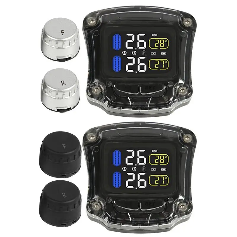 

Motorcycle TPMS Tire Pressure Monitoring System with 2 External Sensors