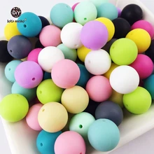 Let’s Make 100pc Silicone Baby Teething Teether Beads 12- 20mm Safe Food Grade Nursing Chewing Round Silicone Beads Necklace
