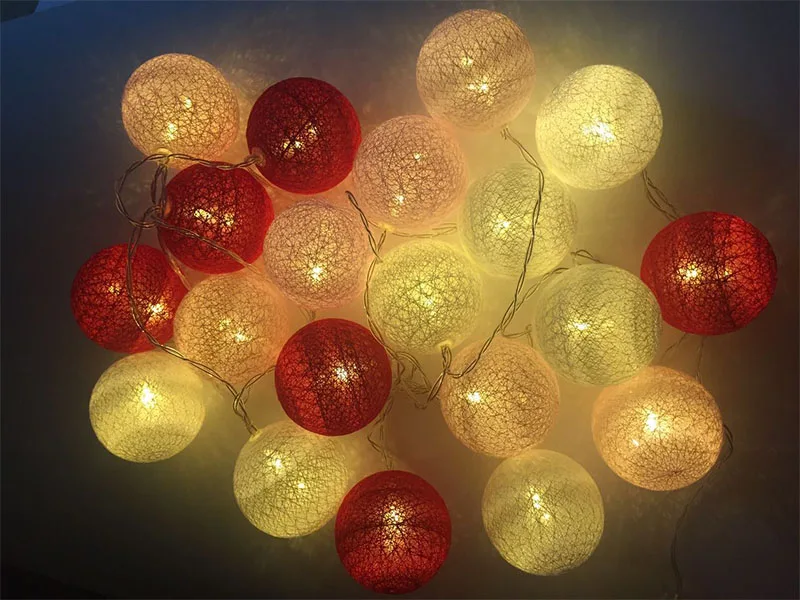 Szvfun хлопковый шар светильник 20 ватных шариков струнный светильник шары цепь тайский светодиодный гирлянда Рождественский светильник s Крытый Свадебные украшения