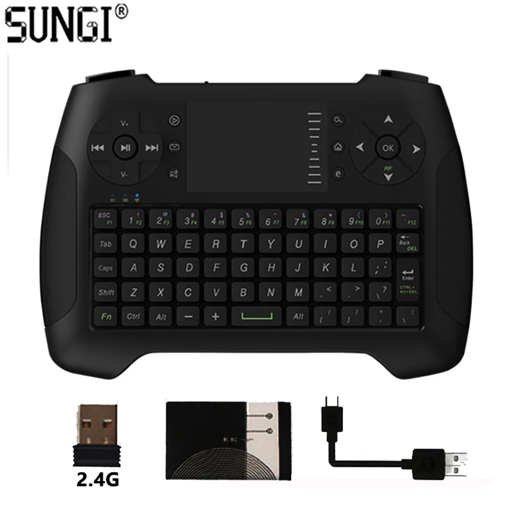 SUNGI хорошее качество T16 английский/испанский 2,4 г сенсорная клавиатура Беспроводной удаленного Управление Перезаряжаемые Батарея для Smart ТВ