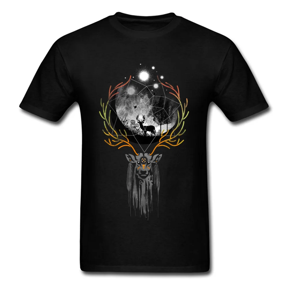 Cotton Men Short Sleeve Deer To Dream T Shirts Geek Tops & Tees 2018 Printed Round Collar Tops Shirts Drop Shipping Deer To Dream black