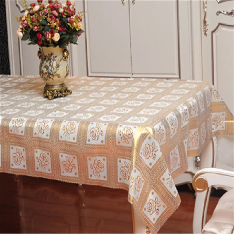 

Free Shipping 373 Golden Natural Cheap PVC tablecloth tea Cup Mat Table Cover Tabl e Runner water oil proof dining table