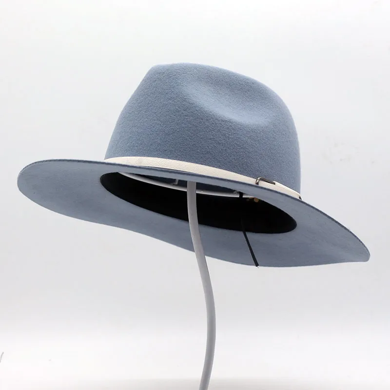 QPALCR Высококачественная шерстяная фетровая шляпа классический пояс с широкими полями джазовые шапки для мужчин и женщин шерстяные фетровые шляпы осень-зима шляпы для похода в церковь