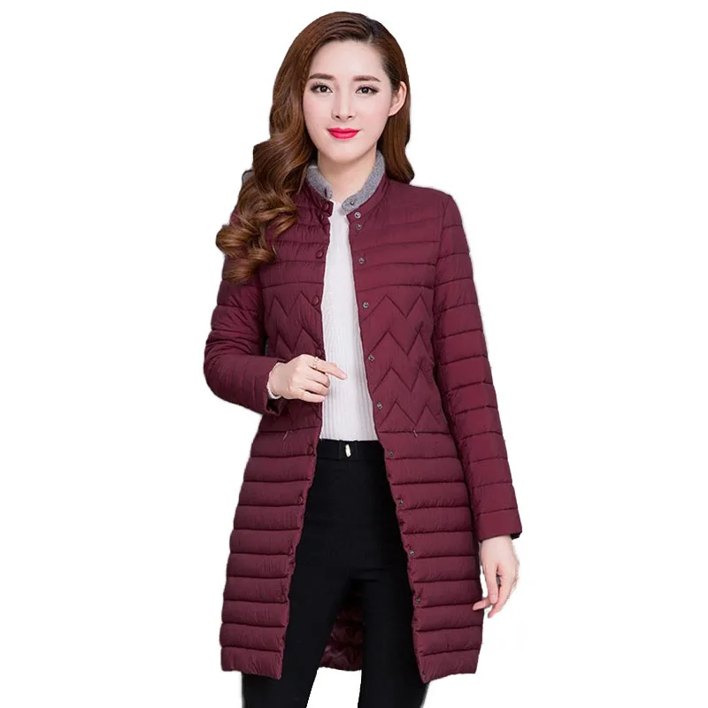 

Thin Light parkas women 2018 Autumn Winter Cotton-padded jacket Slim female Down cotton jacket Plus size winter long coats N190