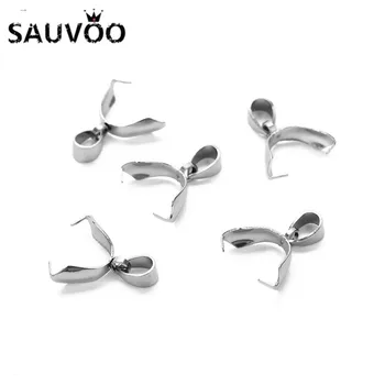 

20pcs/lot 4x16mm 5x18mm Pinch Bails Snap On Clip Stainless Steel Silver Tone Pinch Ice Pick Bails Pendant Clasp DIY Findings