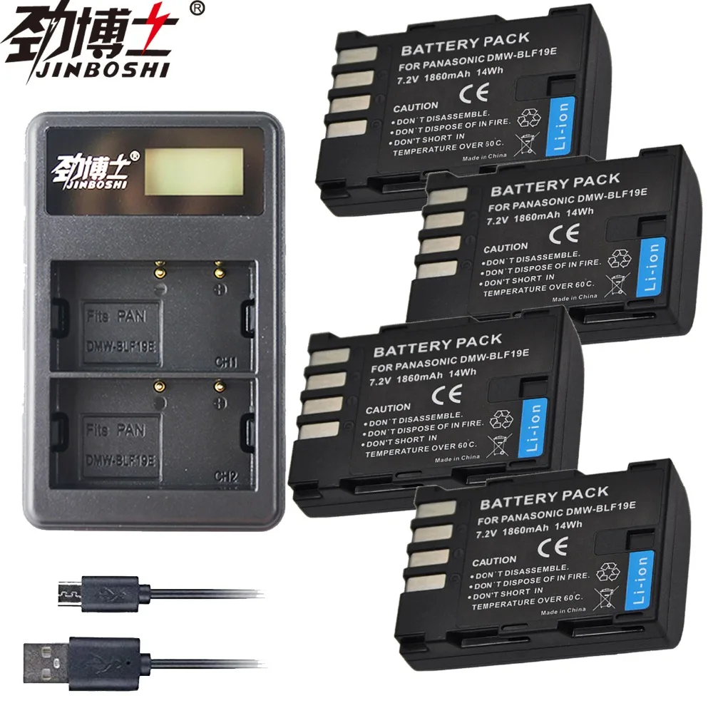 4x7 2 V 1860mAh литий-ионная DMW-BLF19e dmw blf19 blf19e батарея + USB двойное зарядное устройство