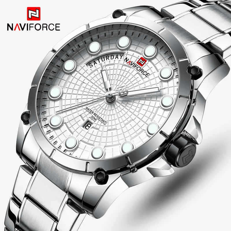 

New Watches Men Luxury Brand NAVIFORCE Men Sports Watches Waterproof Full Steel Quartz Men's Military Watch Relogio Masculino