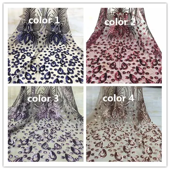 

nice looking sequins net african embroidered tull lace fabric L-12117 for fashion dress