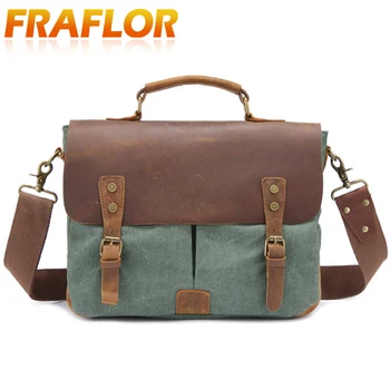 

Vintage Men's Canvas Messenger Bag Horse Crazy Leather Man Soft Bags School Bag Man's Lock Military Hangbags Laptop Wallet Bags