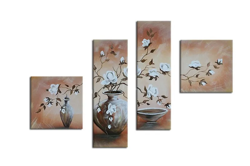 

Modern Home Decor Wall Art 4 Panel Pictures Hand-painted Abstract Butterfly Flowers Oil Painting Canvas Acrylic Floral Paintings