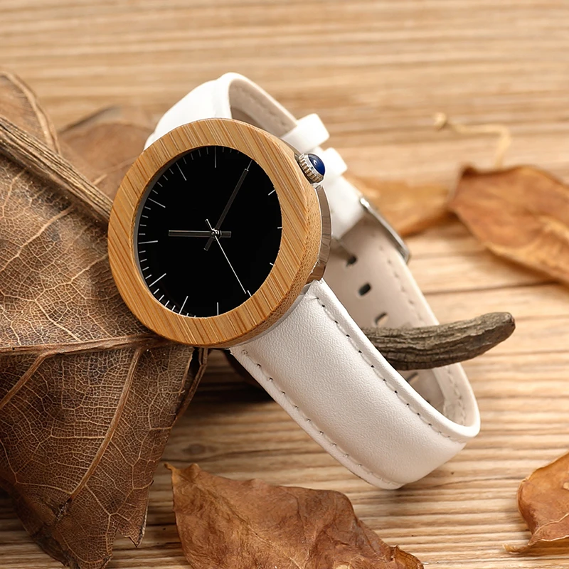 BOBO BIRD J03 Waterproof Wood Watch for Women Bamboo Wooden Watches Fashion Quartz Wristwatches Soft Leather