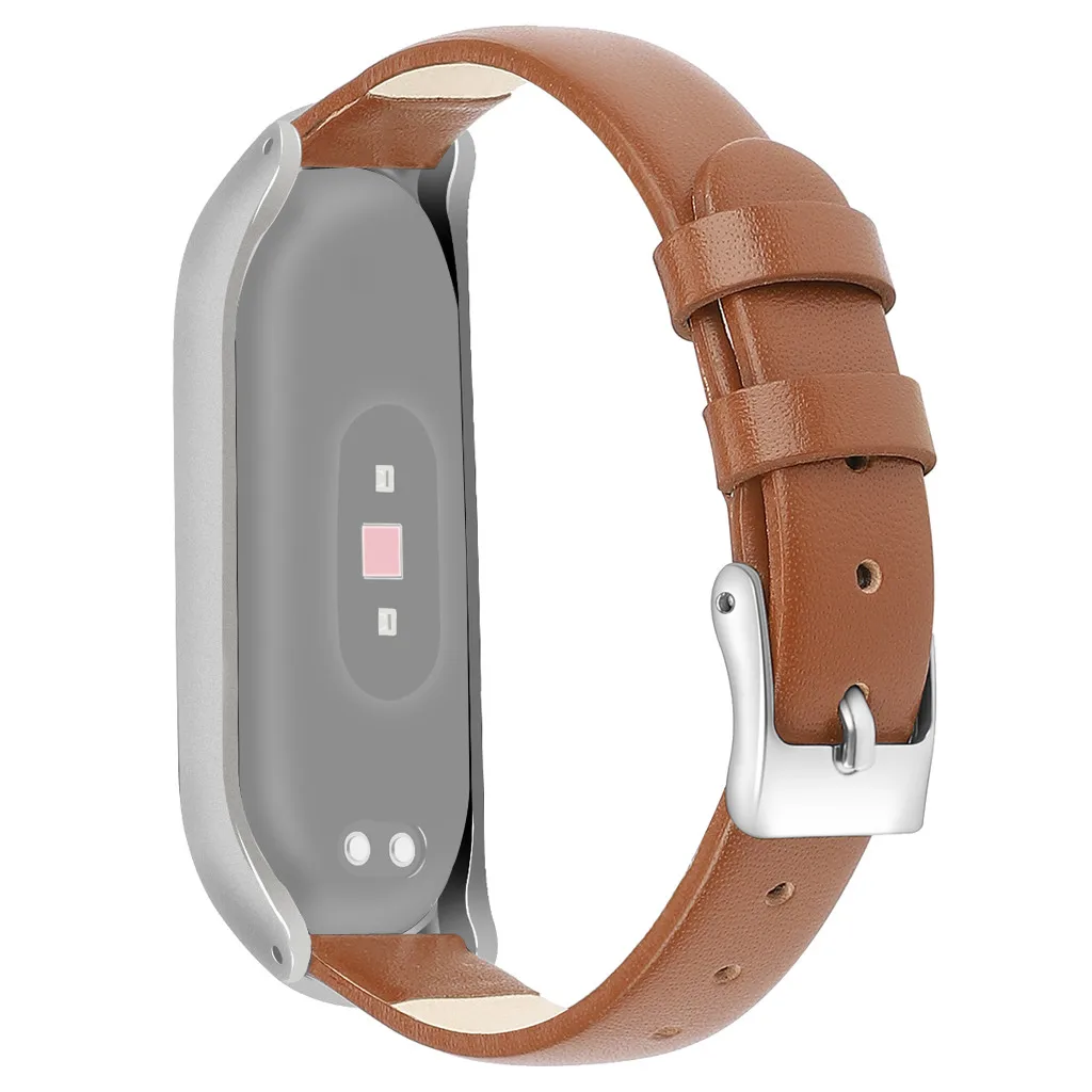 

Fashion Simple Watch Band For Xiaomi Mi Band 4 Replacement 185mm Leather Wristband Band Strap+ Metal Case Buckle High Quality