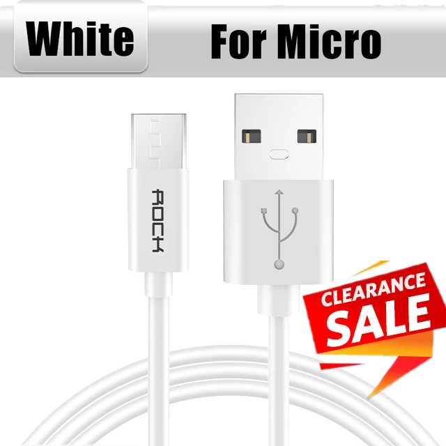 ROCK 2.4A USB кабель для быстрой зарядки и передачи данных Micro usb type-C кабель для samsung Xiaomi кабель для синхронизации данных и зарядки мобильного телефона для iPhone - Цвет: White for Micro