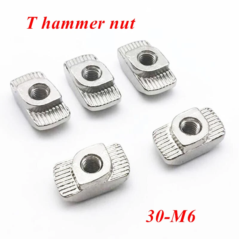 100 шт. 30 M6 T nut 3D принтер раздвижная Т образная головка гайка застегнуть