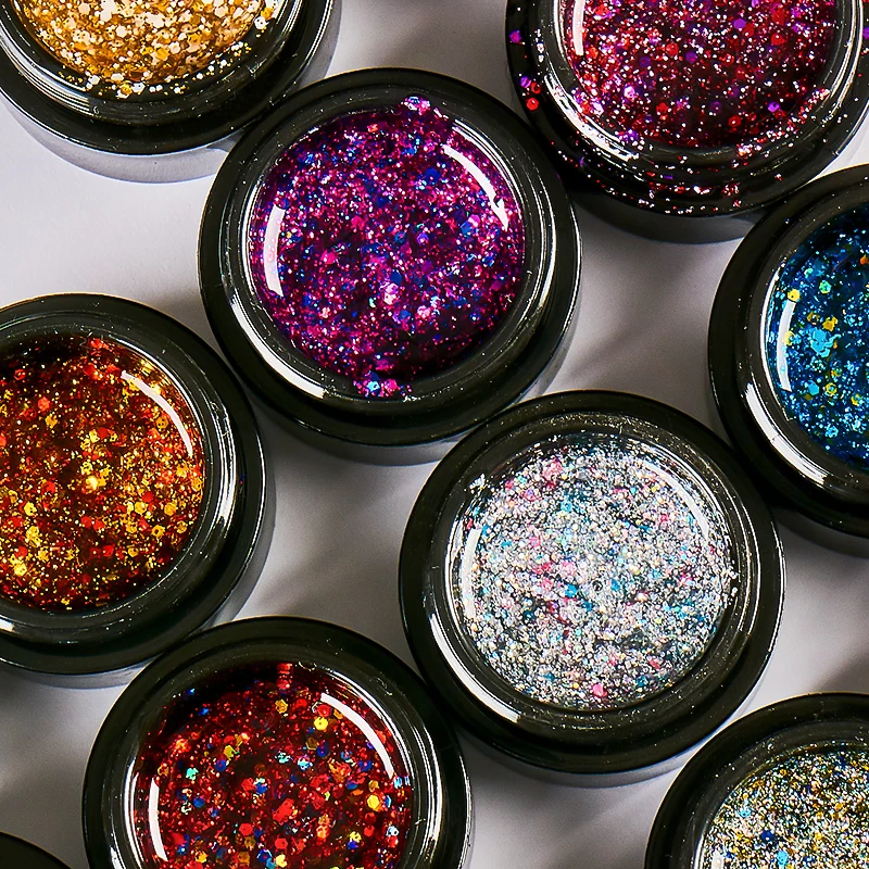 T-TIAO CLUB 5ml Holographic Glitter Sequins Nail Gel Polish Shiny Soak Off UV Gel Polish Nail Art Lacquer