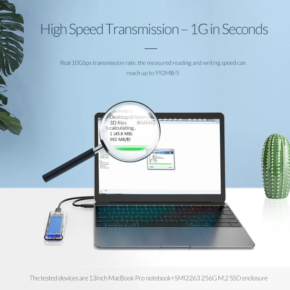 ORICO мини NVME M.2 к type-c SSD чехол M.2 ключ прозрачный внешний m.2 usb c usb3.1 Gen2 10 Гбит/с Поддержка UASP для Samsug SSD