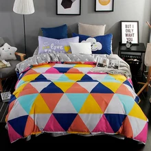 Home Textiles,color triangle style king Queen Full Twin size bedding sets of quilt cover flat sheet pillowcase bedclothes