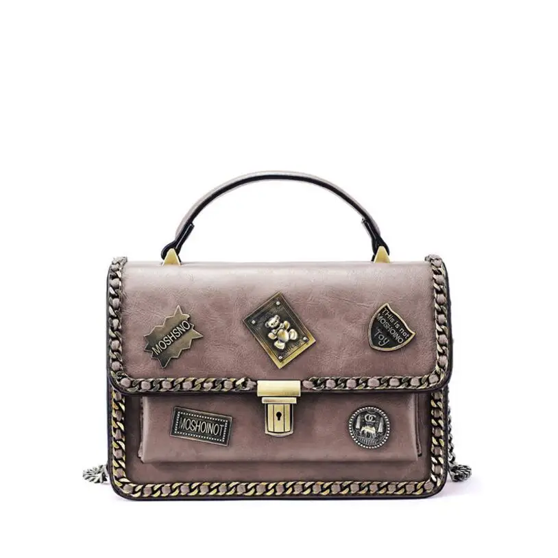 

European and American fashion New Simple badge Chain Leisure Shoulder Messenger handbag Female