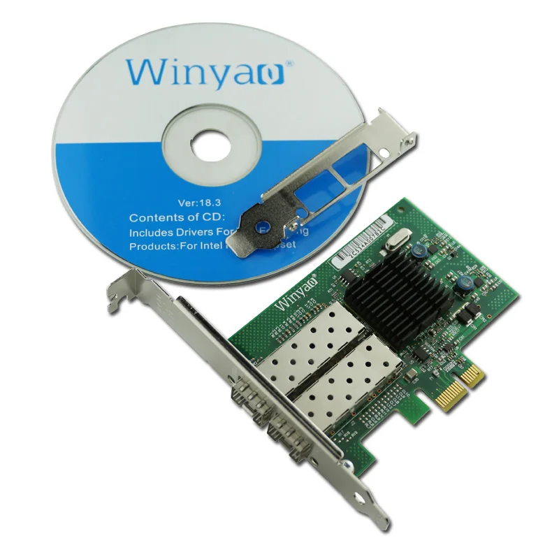 Winyao WY576F2SFP PCI-Express 2,0x1 двойной порт SFP волокно Gigabit Ethernet сетевой адаптер(NIC) PRO/1000 82576 E1G42EF Lan