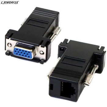 

LANDFOX VGA Extender Female To Lan Cat5 Cat5e RJ45 Ethernet Female Adapter Connects VGA Female to RJ45 male Drop shipping
