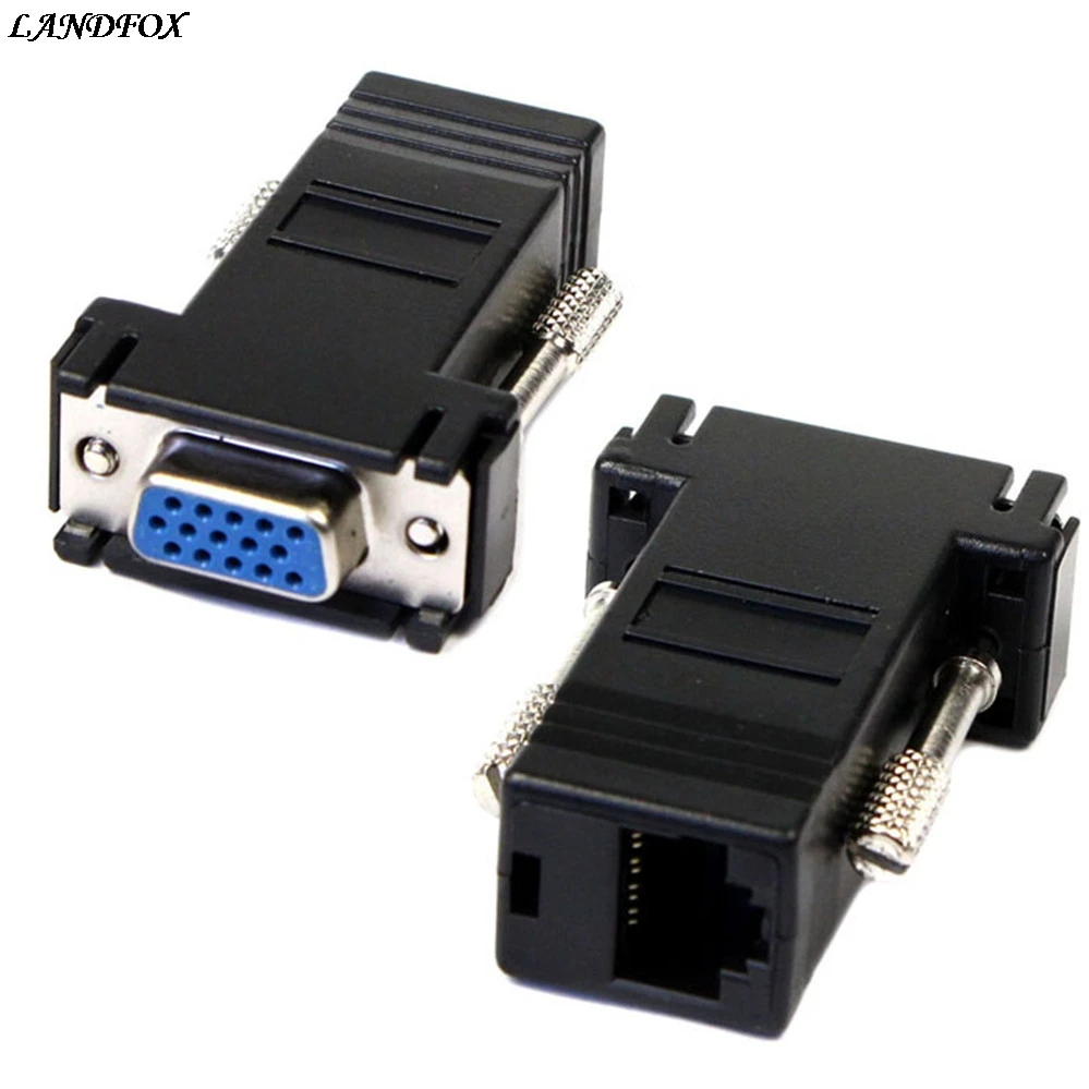 LANDFOX VGA удлинитель Женский к Lan Cat5 Cat5e RJ45 Ethernet адаптер подключается Мужской Прямая