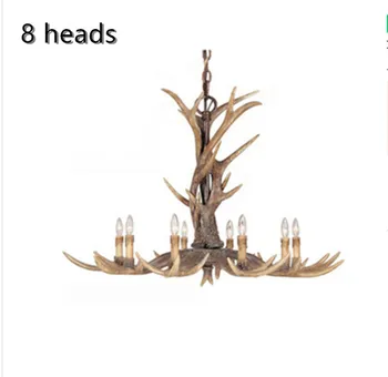 

Europe 8 Arms Candle Resin Antler Chandelier American Retro Deer Horn Chandeliers Home Decor Lamp Fixture E14 110-240V