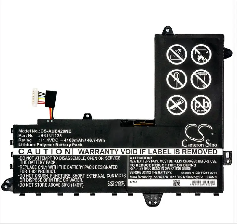 

Аккумулятор Cameron Sino 4100mah для ASUS E402MA EeeBook E402MA EeeBook E402MA-WX0001H 0B200-01400100 B31N1425