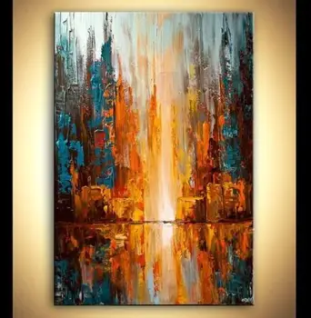 

Handmade Abstract Oil Painting Wall Decor Canvas Art Bulding For Living Room Paintings