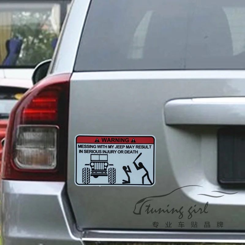 

Car Stickers Warning Funny Creative Decals For Jeep SUV Off-road Tail Waterproof Reflective Auto Tuning Styling 19x12cm D10