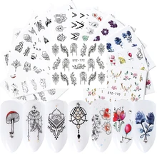 13 шт вода наклейки, Переводные картинки на ногти набор ползунков черный ювелирные изделия воды обертывания Фольга для перевода на ногти Nail Art Decor трафареты для маникюра SASTZ766-778