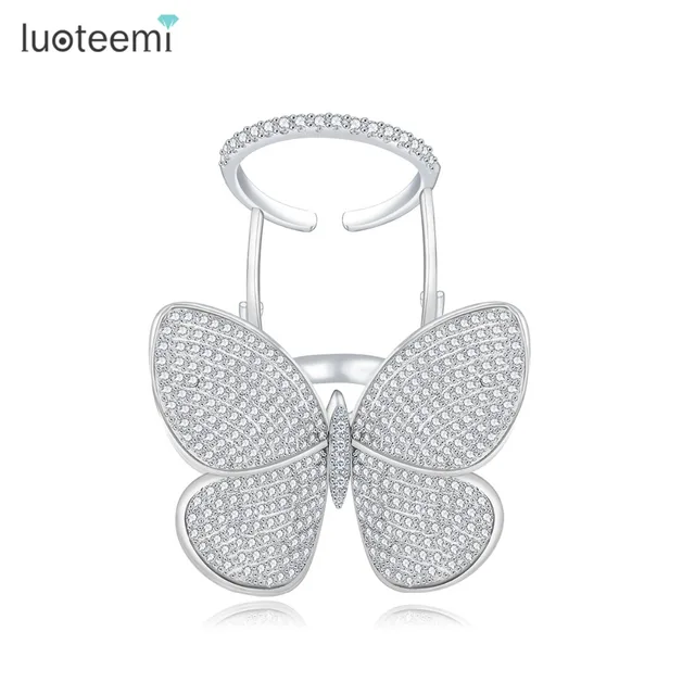 LUOTEEMI di Alta Qualità Alla Moda Unico Anello Regolabile Micro Asfaltata Brill LUOTEEMI di Alta Qualità Alla Moda Unico Anello Regolabile Micro Asfaltata Brill