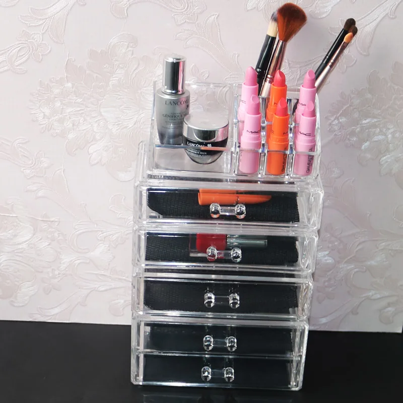 

Transparent Makeup Organizer Drawers Jewelry Storage Box Creative Cosmetic Organizer Case Lipstick Holder Makeup Box/Case