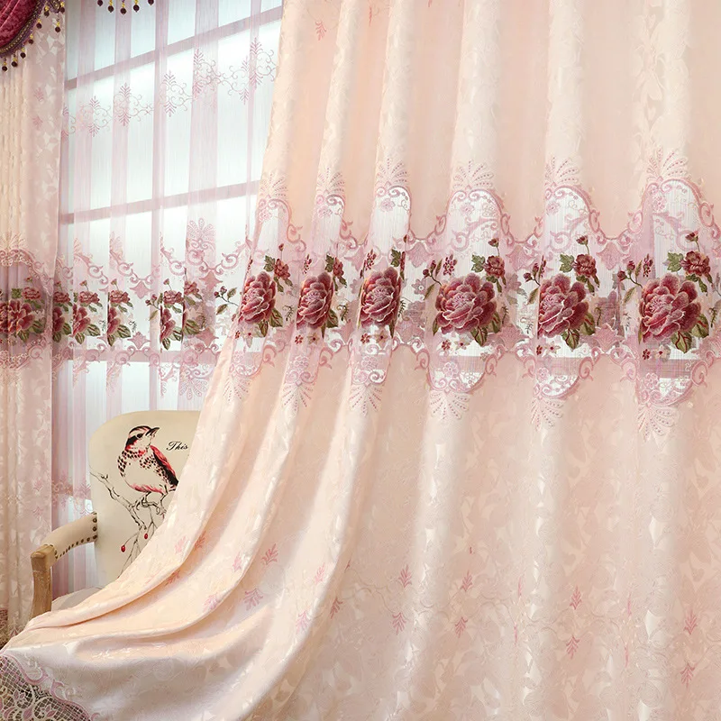 Европейский пасторальный роскошный синель жженая коричневая ткань занавески скрининг отвесный тюль для спальни гостиной окна пелмет балдахин